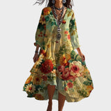 Sophie - Vintage Boho Floral V-Neck Dress
