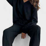 Aya Two-Piece Cotton Set with V-Neck