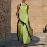 Daniela | Linen Wide-Leg Co-Ord Set with Contrast Trim