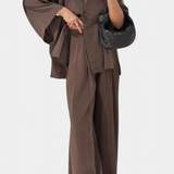 Eli Oversized Set with V-Neck Top and Straight Pants