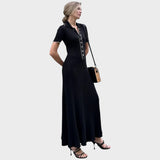 Lídia – Knit Dress with V-Neck and Buttons