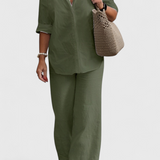 Skye Two-Piece Linen and Cotton Set with Relaxed Silhouette