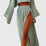Martha Two-Piece Set with High-Slit Skirt