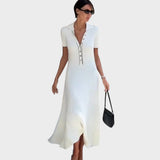 Lídia – Knit Dress with V-Neck and Buttons
