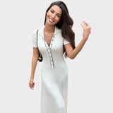 Lídia – Knit Dress with V-Neck and Buttons
