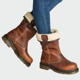Rosa - Rustic Leather Winter Boots with Furry Lining