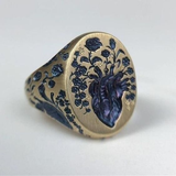 Retro Ring with Blue Flower in Gold