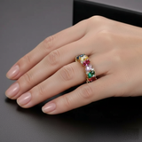 Retro Ring with Multicolored Zirconias