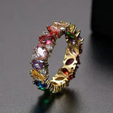 Retro Ring with Multicolored Zirconias