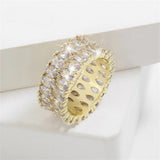 Wide Eastern Golden Crystal Ring