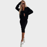 Karin | Ribbed Midi Dress and Bomber Jacket Set