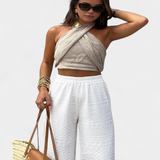Lena Crossback Top with Knot and Halter Style