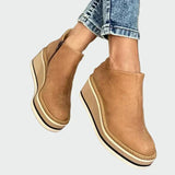 Celia - Elegant Camel Leather Ankle Boots with Platform