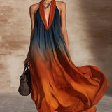 Claudia | Ombre Halter-Neck Maxi Dress with Flowing Silhouette