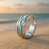 "Aura" Ring of the Ocean Waves and the Beach