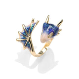 Adjustable Dragon Ring in Silver and Handmade Enamel