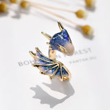 Adjustable Dragon Ring in Silver and Handmade Enamel