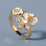 Gold Ring with White Flower