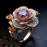 Ring with Layered Exotic Flowers