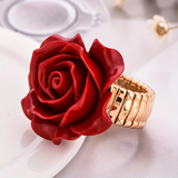 Rose Gold Ring with Red Rose