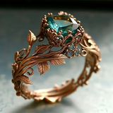 Nature Ring with Green Crystal