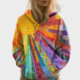 Clara | Patchwork Sun Print Hooded Hoodie