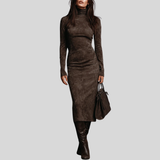 Lorena - Long Brown Midi Dress