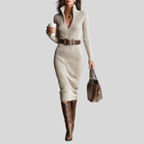 Julieta | Long Sleeve Midi Dress with Belt