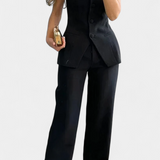 Ekaterina Minimalist Style Tube Top and Wide Leg Pants Set