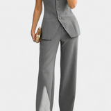 Ekaterina Minimalist Style Tube Top and Wide Leg Pants Set