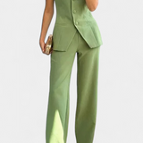 Ekaterina Minimalist Style Tube Top and Wide Leg Pants Set