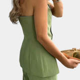 Ekaterina Minimalist Style Tube Top and Wide Leg Pants Set