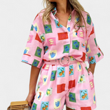 Mariluz Shirt and Shorts Set with Pink Print
