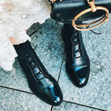 Gabriela - High-Quality Black Synthetic Leather Boots