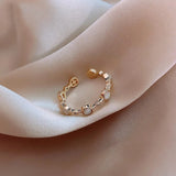 Classic Adjustable Round Ring in Gold and Crystal