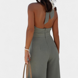 Jessica Mono Halter Crossback with Backless Design and Wide Legs