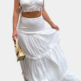 Ilys Romantic Set of Lace Crop Top and Flowing Maxi Skirt