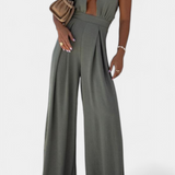 Jessica Mono Halter Crossback with Backless Design and Wide Legs