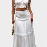 Ilys Romantic Set of Lace Crop Top and Flowing Maxi Skirt