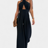 Jessica Mono Halter Crossback with Backless Design and Wide Legs