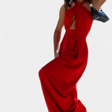 Jessica Mono Halter Crossback with Backless Design and Wide Legs