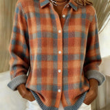 Isabel – Warm-Toned Checkered Knit Cardigan