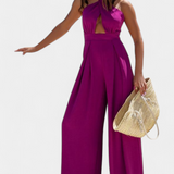 Jessica Mono Halter Crossback with Backless Design and Wide Legs