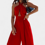 Jessica Mono Halter Crossback with Backless Design and Wide Legs