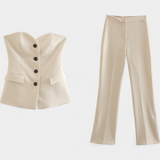 Paesha Relaxed Set with Sleeveless Top and Wide Leg Pants