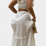 Ilys Romantic Set of Lace Crop Top and Flowing Maxi Skirt