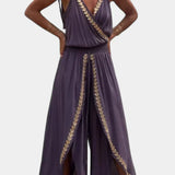 Donatila Unique Jumpsuit with Golden Details and Open Leg