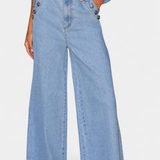 Ludovica Denim Set with Fitted Vest and Wide-Leg Jeans