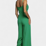 Prescillia Jumpsuit with Spaghetti Straps and Side Slit