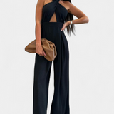 Jessica Mono Halter Crossback with Backless Design and Wide Legs